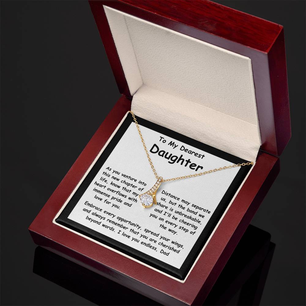 To My Dearest Daughter the message gift card from dad with the Alluring Beauty Necklace