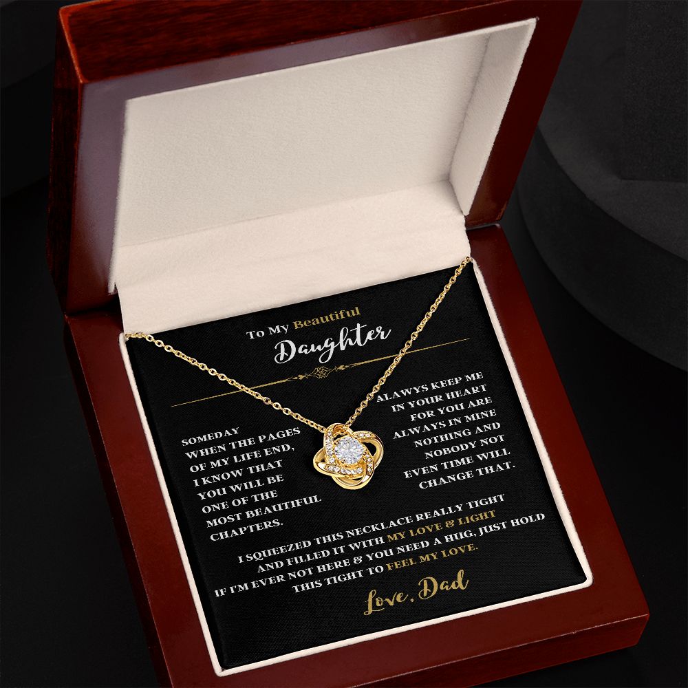 TO MY BEAUTIFUL DAUGHTER THE LOVE KNOT NECKLACE FROM DAD
